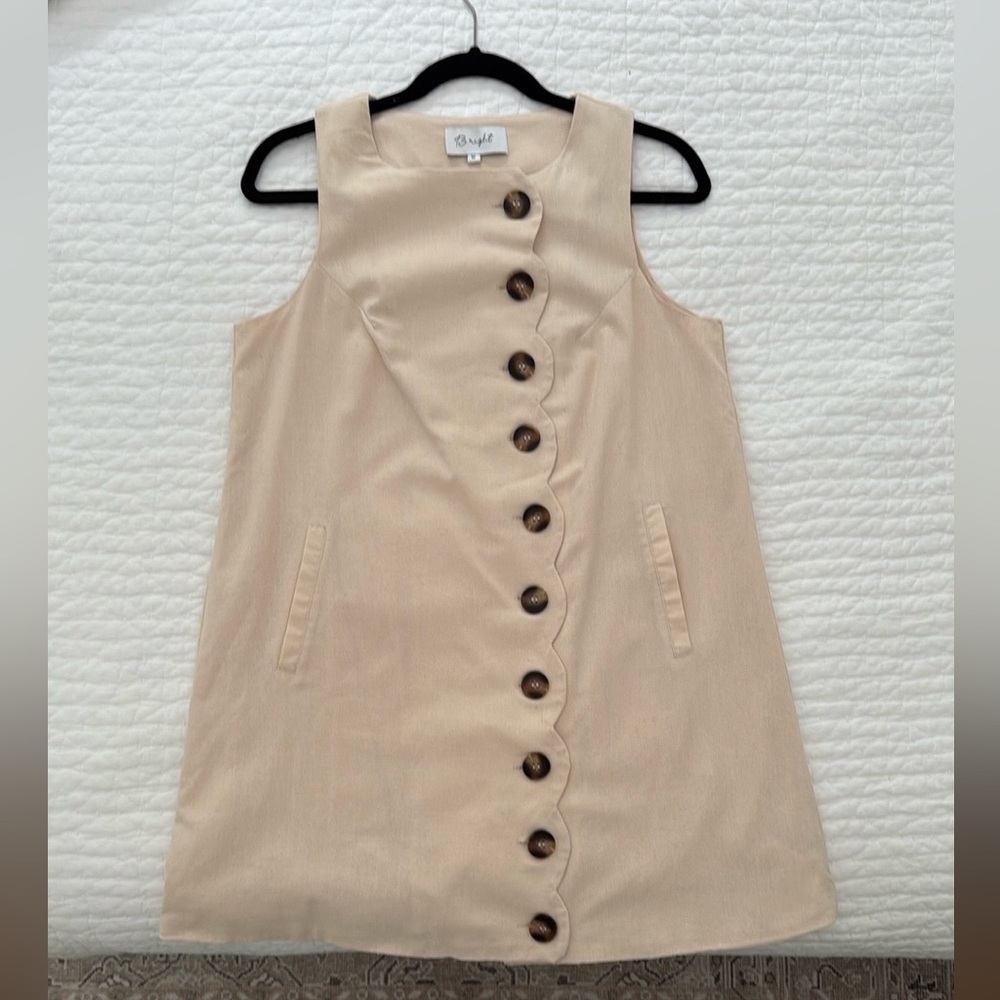 Elegant Beige Button-Down Mini Dress